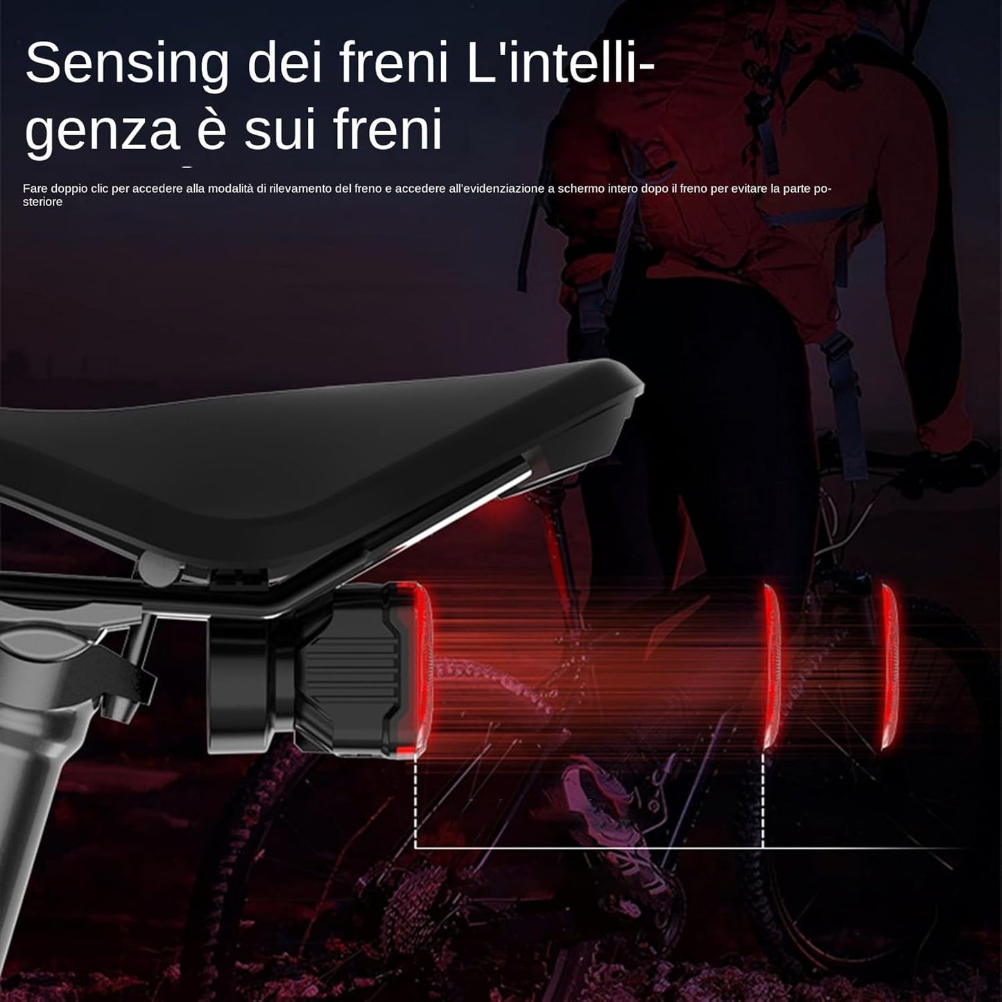 Tail Light, Bike Safety Brake with Long Battery Life and Multi-Dynamic Expressions, Led Warning Lighting Cycling Accessories for Bike Touring, Mountain Trail, Outdoor Adventures