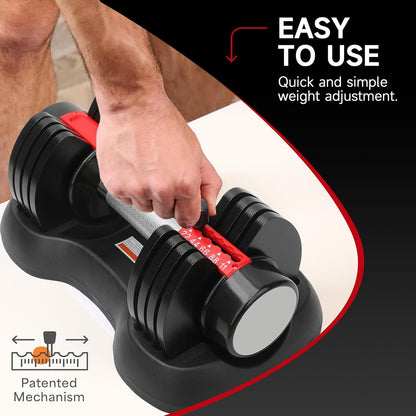Koreal Adjustable Dumbbells Set, 2Pack 11KG Dumbbell Set, 2.5 to 11KG Quick Dial Adjustment Weights With Safety Locking Button, Space Saving Strength Training for Full Body Home Gym Workout