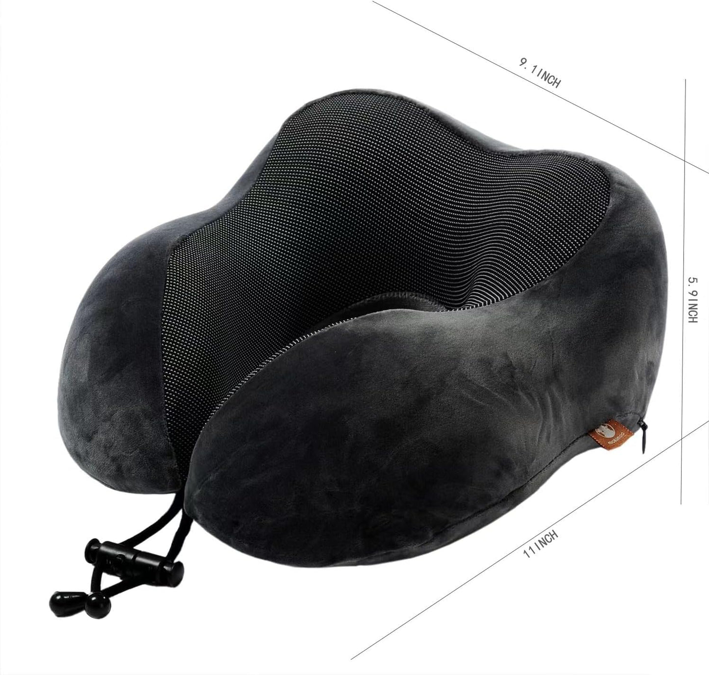 Makimoo Memory Foam Travel Pillow, Neck Pillow with 360-Degree Head Support, Comfortable and Lightweight, Ideal for Sleeping on Airplane, Car, Train, Bus and Home Use, Comes with Storage Bag (Grey)