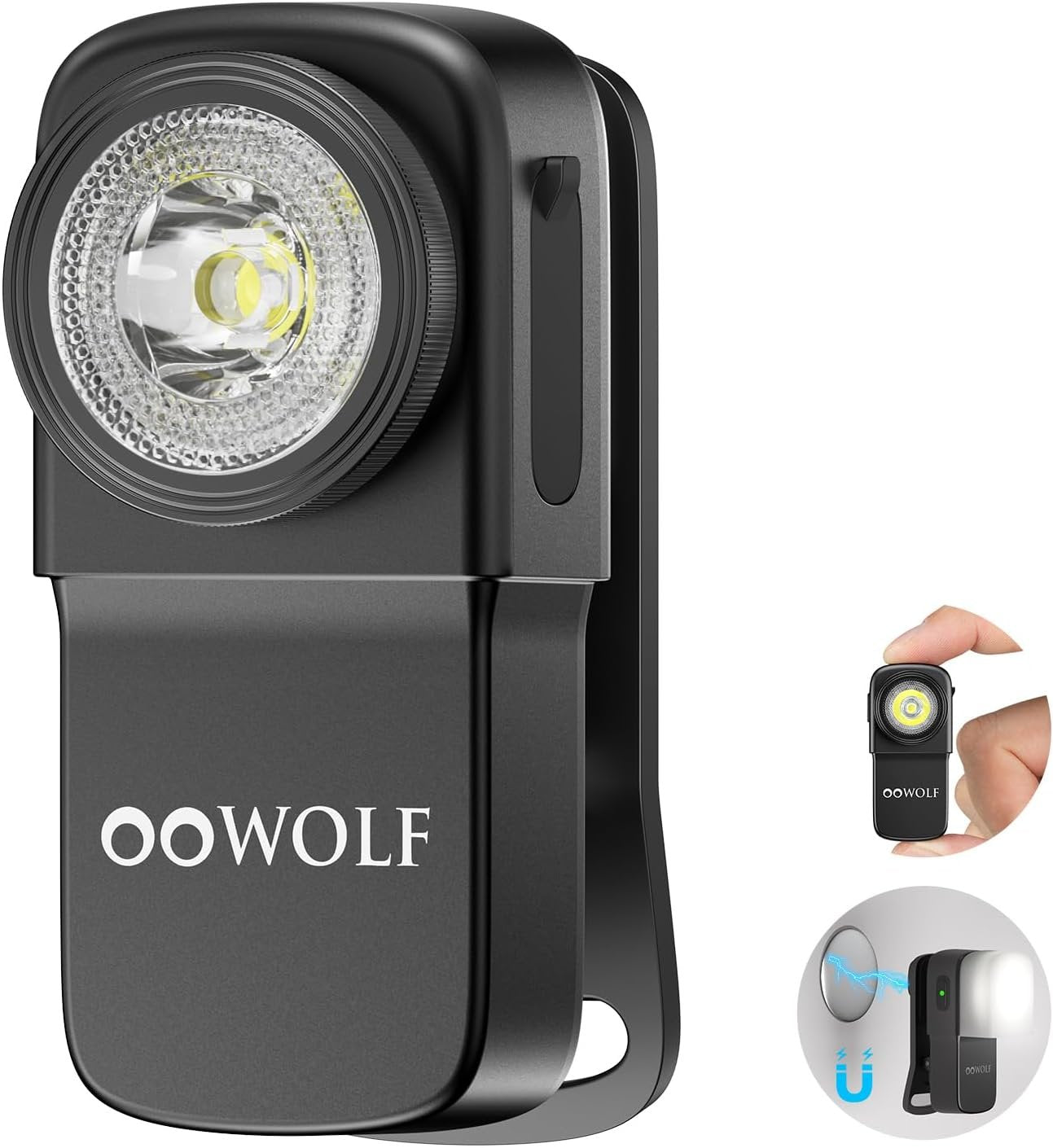 OOWOLF LED Flashlight Rechargeable Super Bright, EDC Flashlight with Flood, Red Light, Waterproof Pocket Light, Easy to Magnetic Attach and Clip-on for Hiking, Working and Daily Use, Camping Emergency