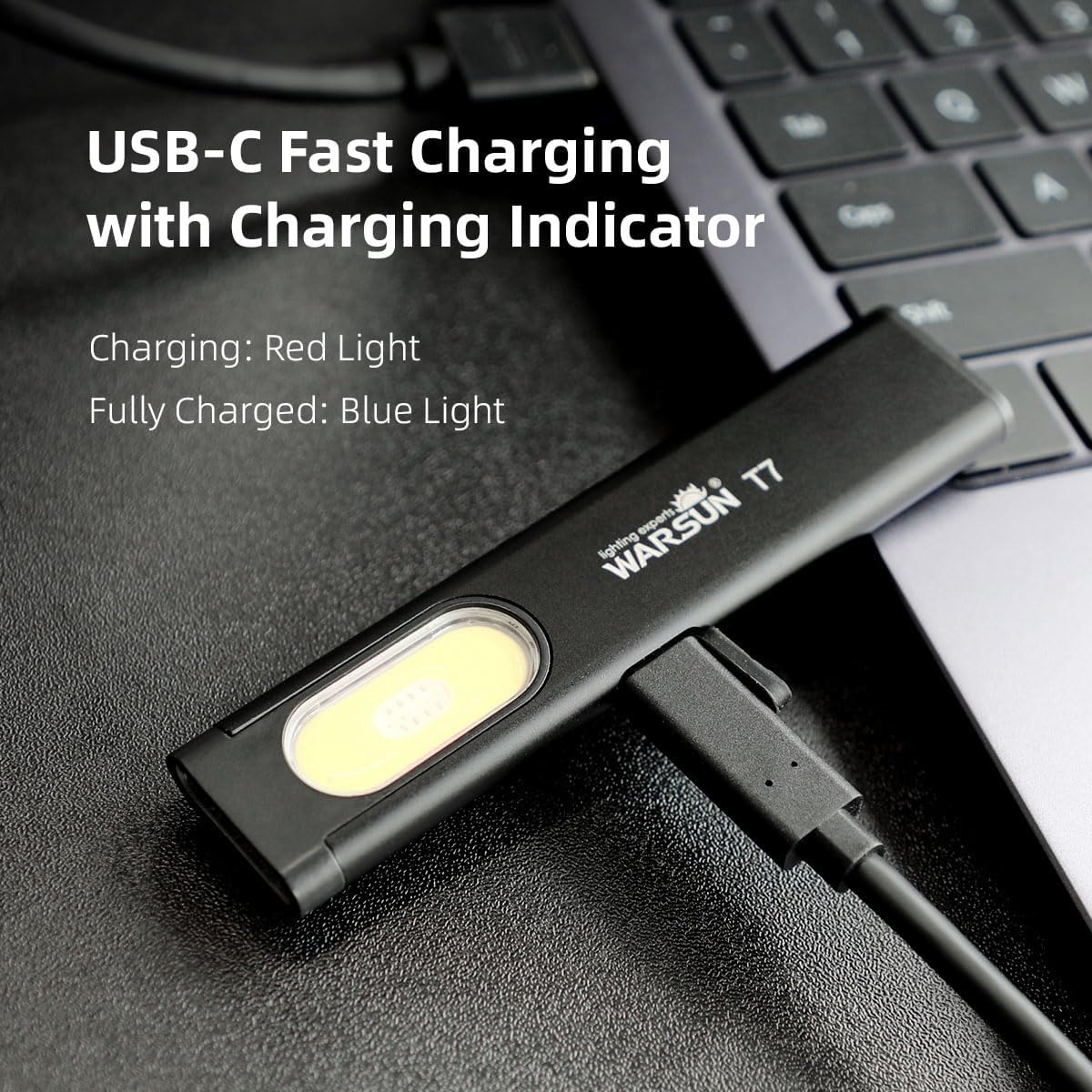 WARSUN Compact Multi-Mode Pocket LED Flashlight - 675LM, USB-C Rechargeable, IPX4, Dual Material, Red/Blue Strobe, for Everyday Carry & Travel (2 Pack)