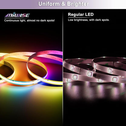 RGB Smart IC COB LED Strip Light,32.8ft Color Chasing Flexible DC24V LED Tape Light,WS2811 Addressable RGB Ribbon,for Party/Home/Office DIY Lighting Projects(Power Supply&Controller NOT Included)