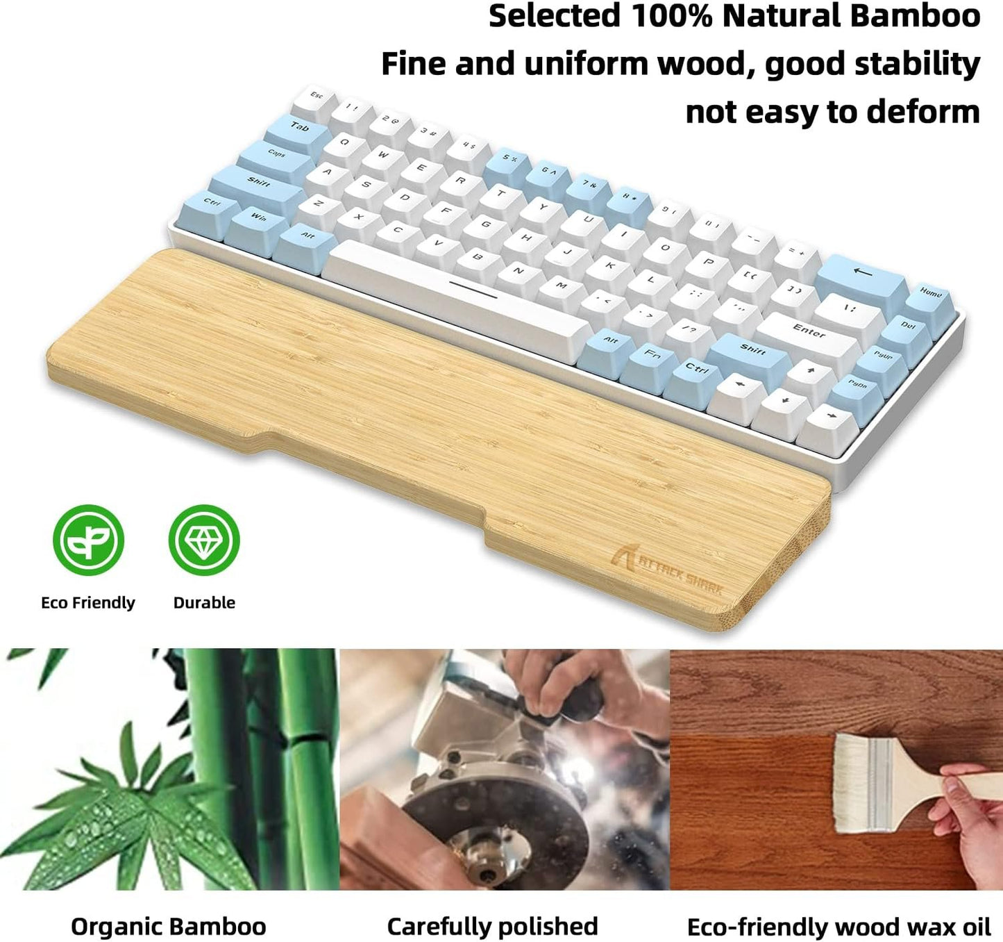 Bamboo Keyboard Wrist Rest,Ergonomic Gaming Keyboard Rest,Keyboard Wrist Pad,Wooden Feeling Hard Wrist Rest Palm Rest Support Computer,Laptop Comfortable Typing Pain Relief-13in for 68key