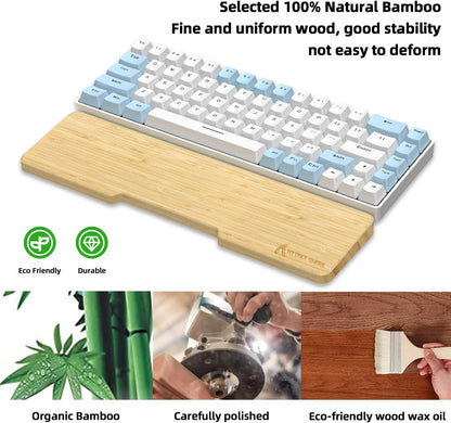 Bamboo Keyboard Wrist Rest,Ergonomic Gaming Keyboard Rest,Keyboard Wrist Pad,Wooden Feeling Hard Wrist Rest Palm Rest Support Computer,Laptop Comfortable Typing Pain Relief-13in for 68key