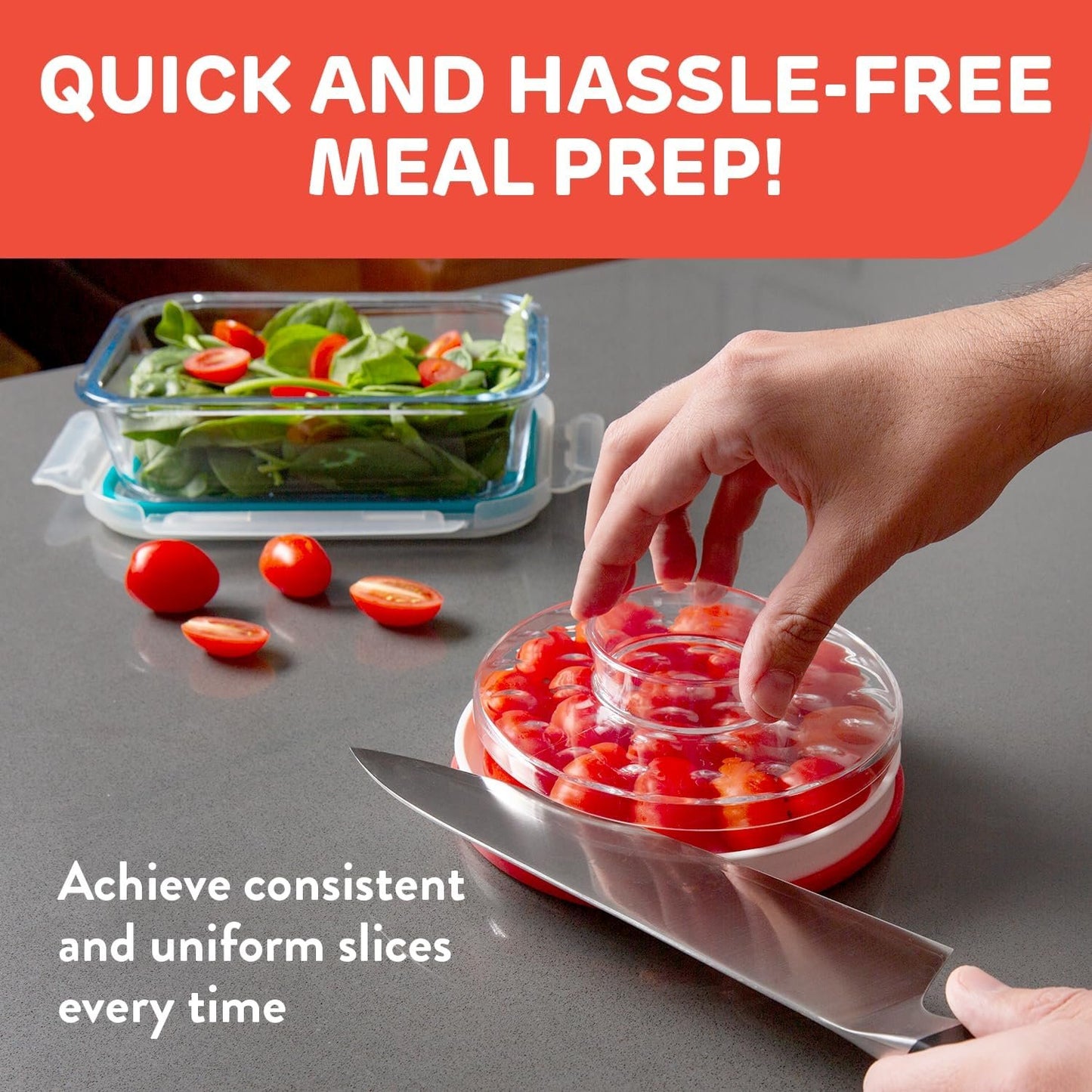 IMPRESA Easy Slice 6-in-1 Food Prep Tool – Veggie Chopper, & Bagel Cutter