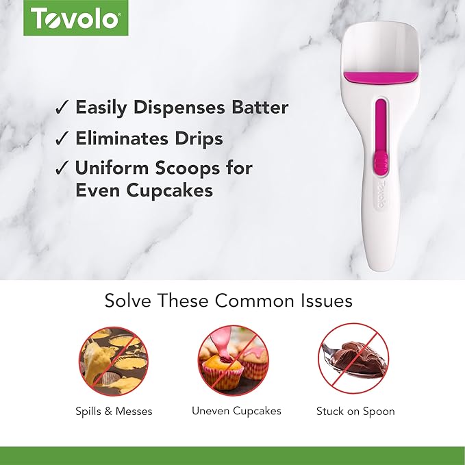 Tovolo Cupcake Scoop Batter Dispenser - Easy to Use Baking Scoop for Muffins, Cupcakes, Cookie Dough & Pancakes - Unique Baking Supplies, Gadgets & Appliances for Kitchen- BPA Free & Dishwasher Safe
