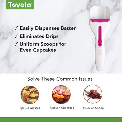 Tovolo Cupcake Scoop Batter Dispenser - Easy to Use Baking Scoop for Muffins, Cupcakes, Cookie Dough & Pancakes - Unique Baking Supplies, Gadgets & Appliances for Kitchen- BPA Free & Dishwasher Safe