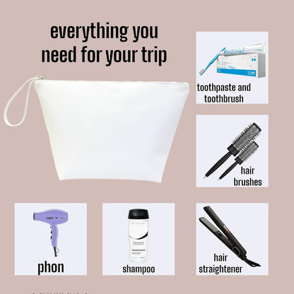 Pikla - Large Unisex Travel Beauty Case in Saffiano Made in Italy, Beauty Case for Men and Women, Hanging, Waterproof Necessary for Accessories and Make Up, Travel Cosmetic Organizer (Saffiano White),