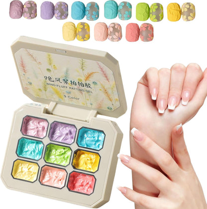 Patting Gel Polish, 9 Colors Sponge Pat Paint, Rainbow Nail Gel Set, Solid Beauty Care Kit, Ideal for DI Y Art, Manicure Practice, Salon Styling, Home Use, Fashion Accessory, 2.5g