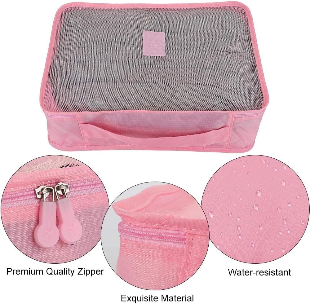 Set of Packing Cubes for Travel, 7 Pieces Luggage Suitcase Organizer, Compression Packaging Bags for Clothes Storage Bags
