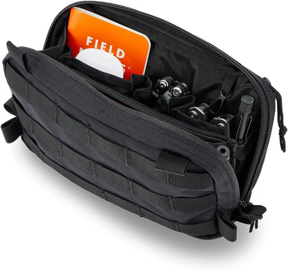 Cargo Works Black Tactical Molle EDC Pouch - Admin Pouch with Molle Attachments for Backpacks