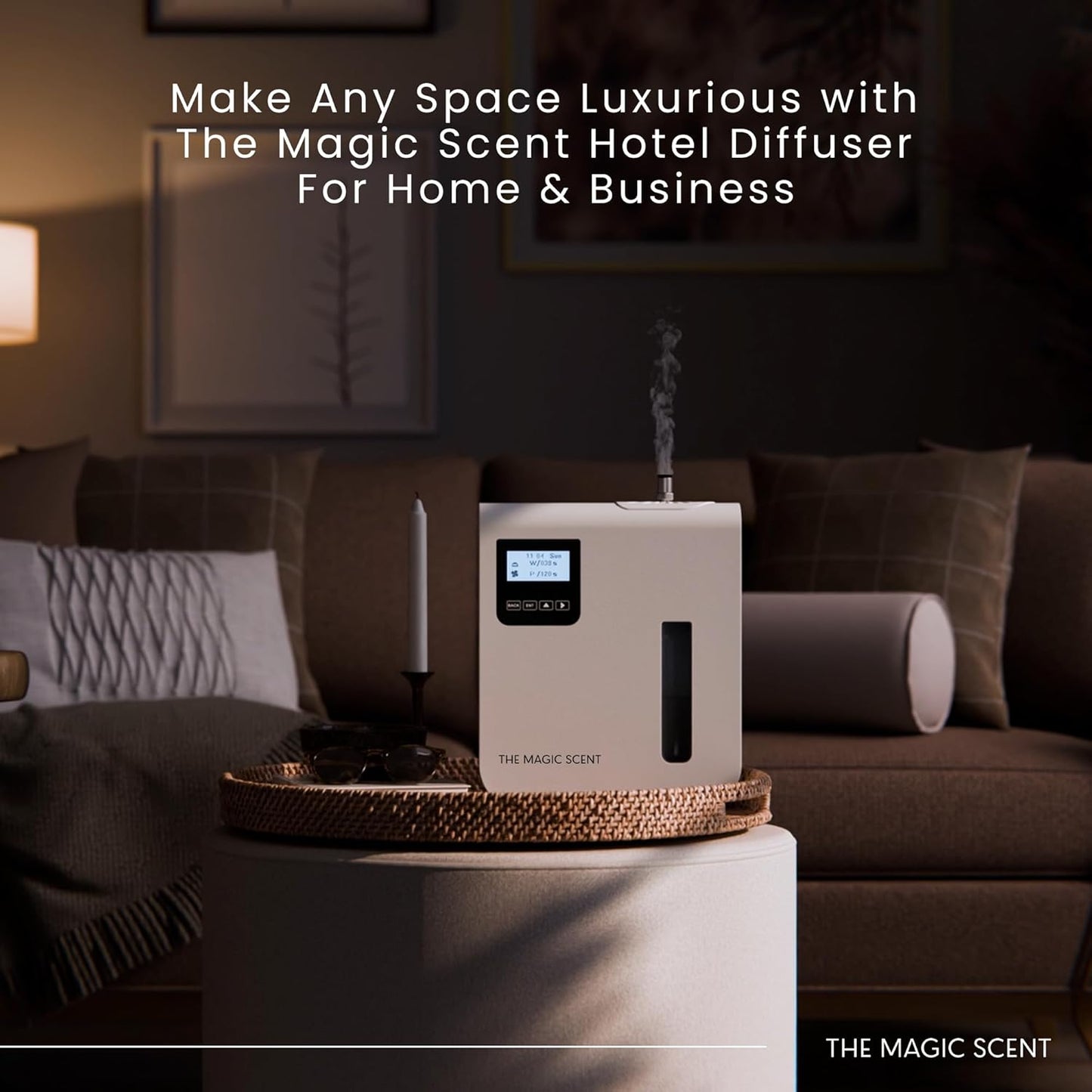 Diffuser, Scent Air Machine for Home & Hotels, HVAC or Portable Nebulizing Diffuser - Large Room Waterless Aroma Machine - Aroma Oil Included