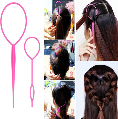 5Pcs Slick Back Brush Set with Topsy Tail Tool, Teasing Bristle, Rat Comb for Women & Girls Hair Styling, Flyaways Control and Edge Combing - Pink