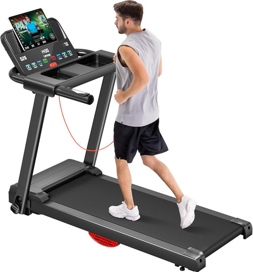 UMAY Folding Home Treadmill 12 km/h, Treadmill 2.5HP/1800W with Heart Rate Monitor, APP and Bluetooth Speaker, Treadmill for Home with 12 Training Programs