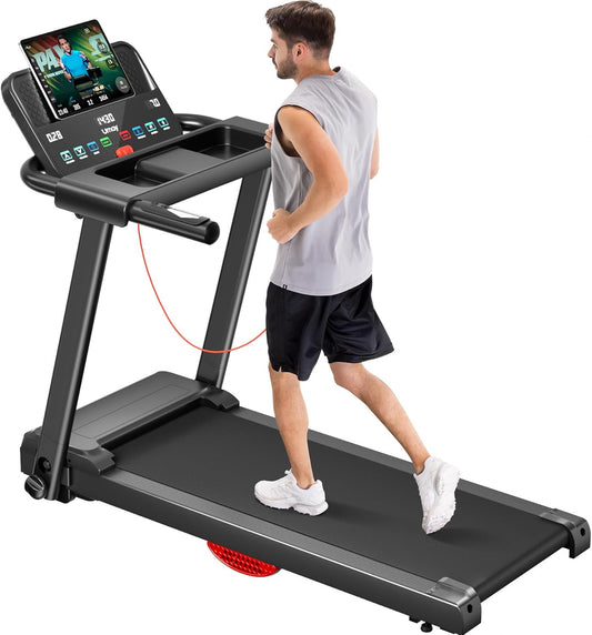 UMAY Folding Home Treadmill 12 km/h, Treadmill 2.5HP/1800W with Heart Rate Monitor, APP and Bluetooth Speaker, Treadmill for Home with 12 Training Programs