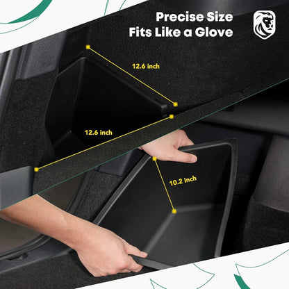YHTAUTO 2 Pcs Trunk Side Organizer Storage Box with Lids Fit for Tesla Model Y Accessories 2022 2023 2024 Rear Trunk Storage Bins Flocking Waterproof Odorless (For 5-Seater, Not For 7-seat)