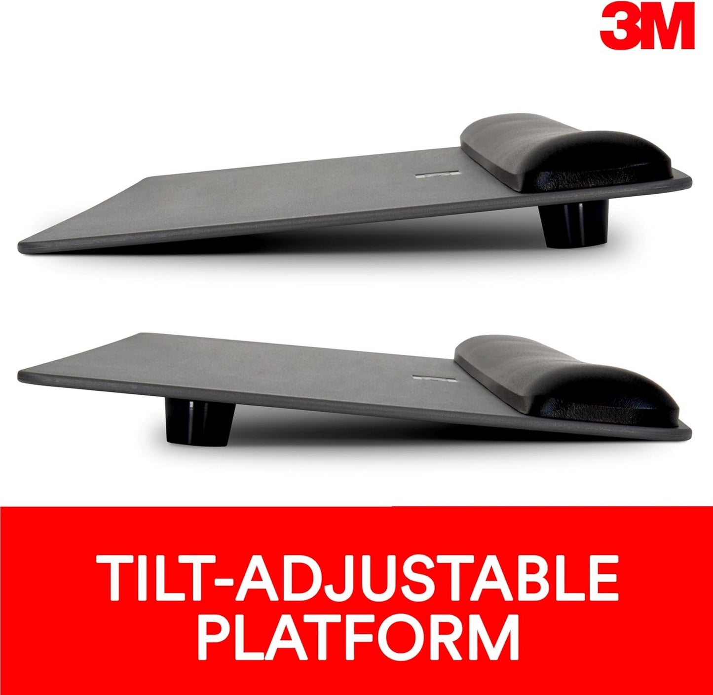 3M Gel Wrist Rest for Keyboard and Mouse with Tilt-Adjustable Platform, Soothing Gel with Durable, Easy to Clean Leatherette Cover, Precise Mouse Pad, 25.5" x 10.6", Black (WR422LE)