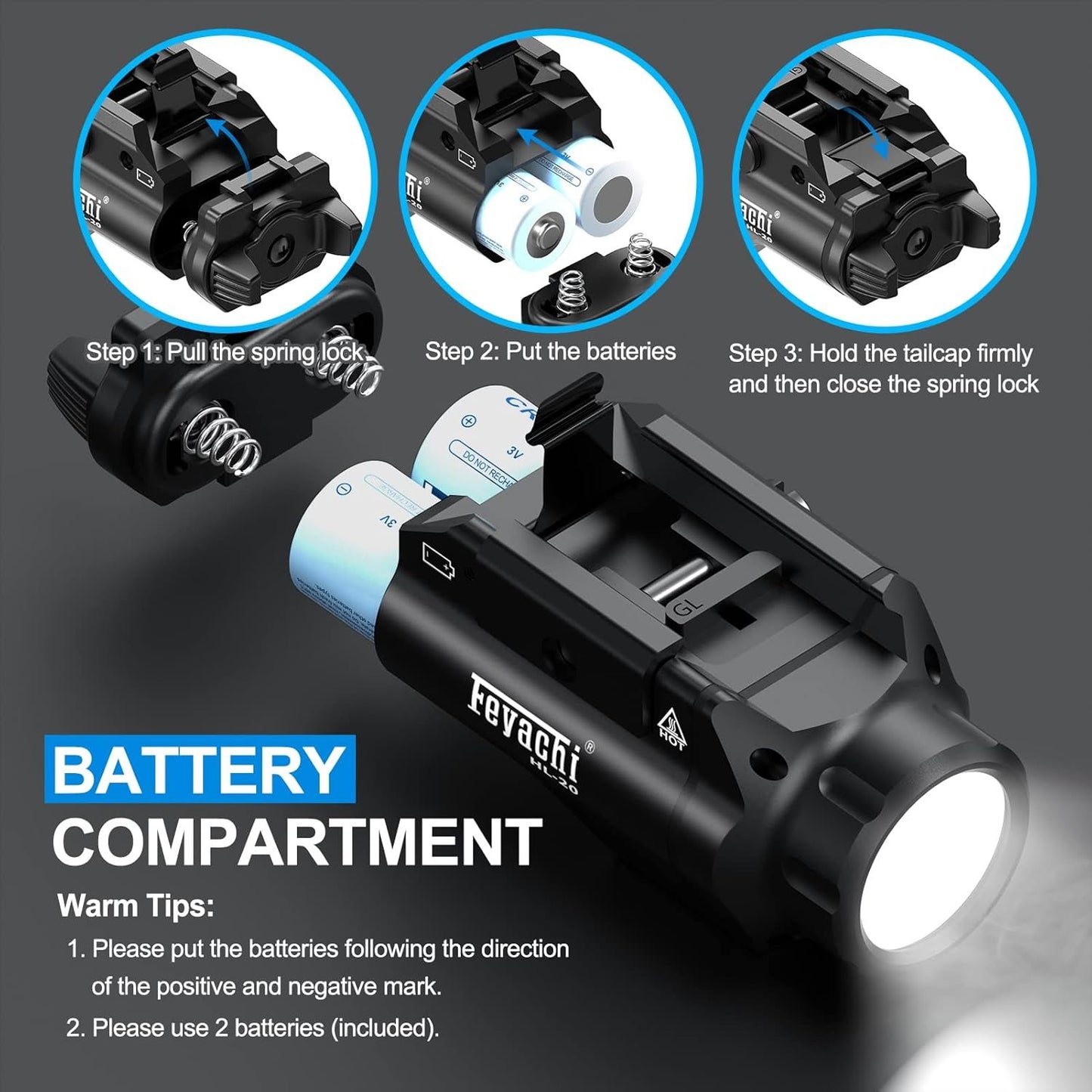 Feyachi HL-20 Compact Tactical Handgun Weapon Light 400Lumen Flashlight for Airsoft Handgun Pistol
