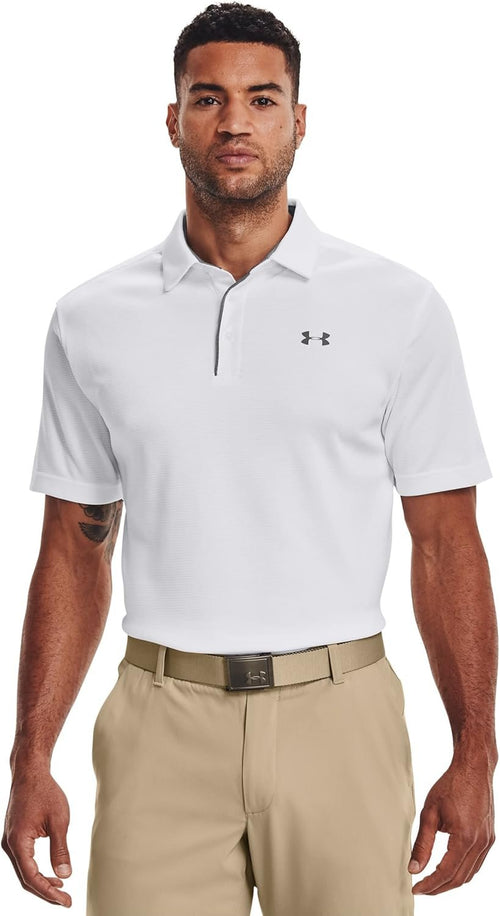 UNDER ARMOUR mens Tech Golf Polo White (100)/Graphite, Medium