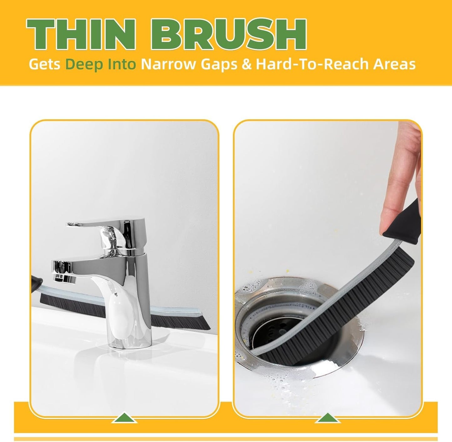 KMOSENIA Cleaning Brush, Hard Bristle Crevice Cleaning Brush, Grout Cleaning Brush, Scrub Brush for Tile Grout Crevice, Gap Cleaning Tools for Bathroom Kitchen Toilet Window Track (3, Black)