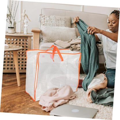 minkissy Large Transparent Clothes Storage Bag with Zipper Heavy Duty Moving Tote for Quilts Bedding Clothes and Spacious Packing for Easy Organization and Moving