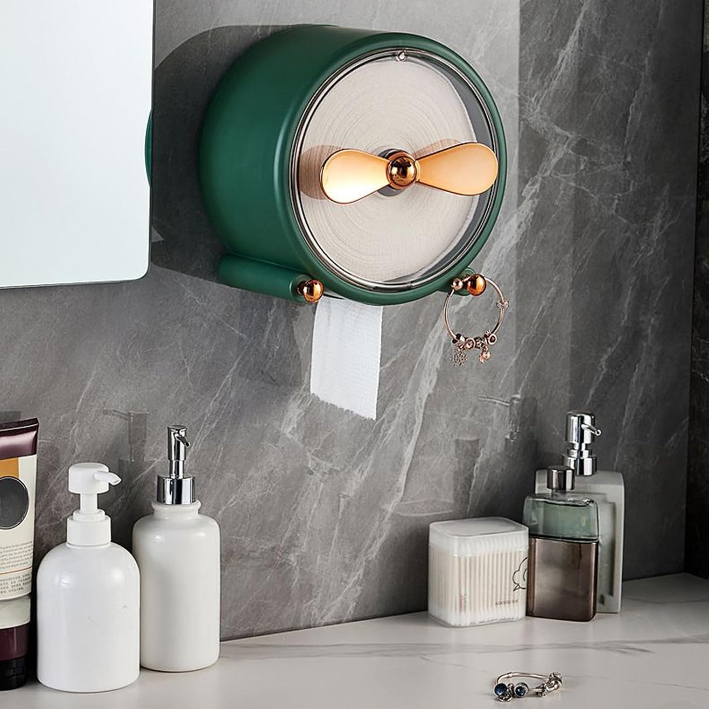 Tessuto Box Wall Mount, Facciale Tessuto Dispenser, Mounted Safe Storage Holder, Rounded Edges for Bathroom, WC, Makeup, Vanity, Dish Area, Family, 9.06x9.06x6.3 pollici