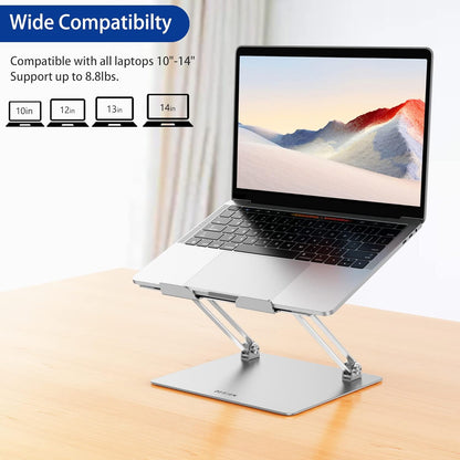 BESIGN LS10 Aluminum Laptop Stand, Ergonomic Adjustable Notebook Stand, Riser Holder Computer Stand Compatible with Air, Pro, Dell, HP, Lenovo More 10-14" Laptops, Silver
