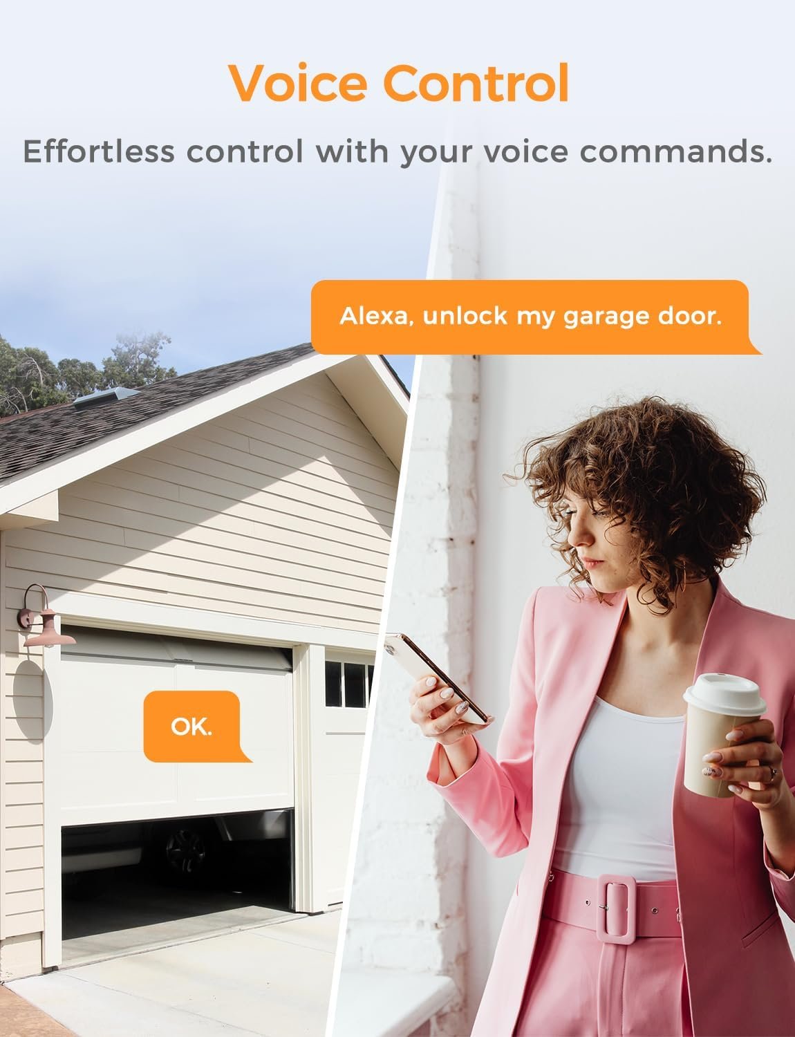 Refoss Smart Wi-Fi Garage Door Opener, Compatible with Apple HomeKit, Siri, Alexa & Google Assistant, Carplay, App Remote Control, Support 2.4GHz WiFi Only