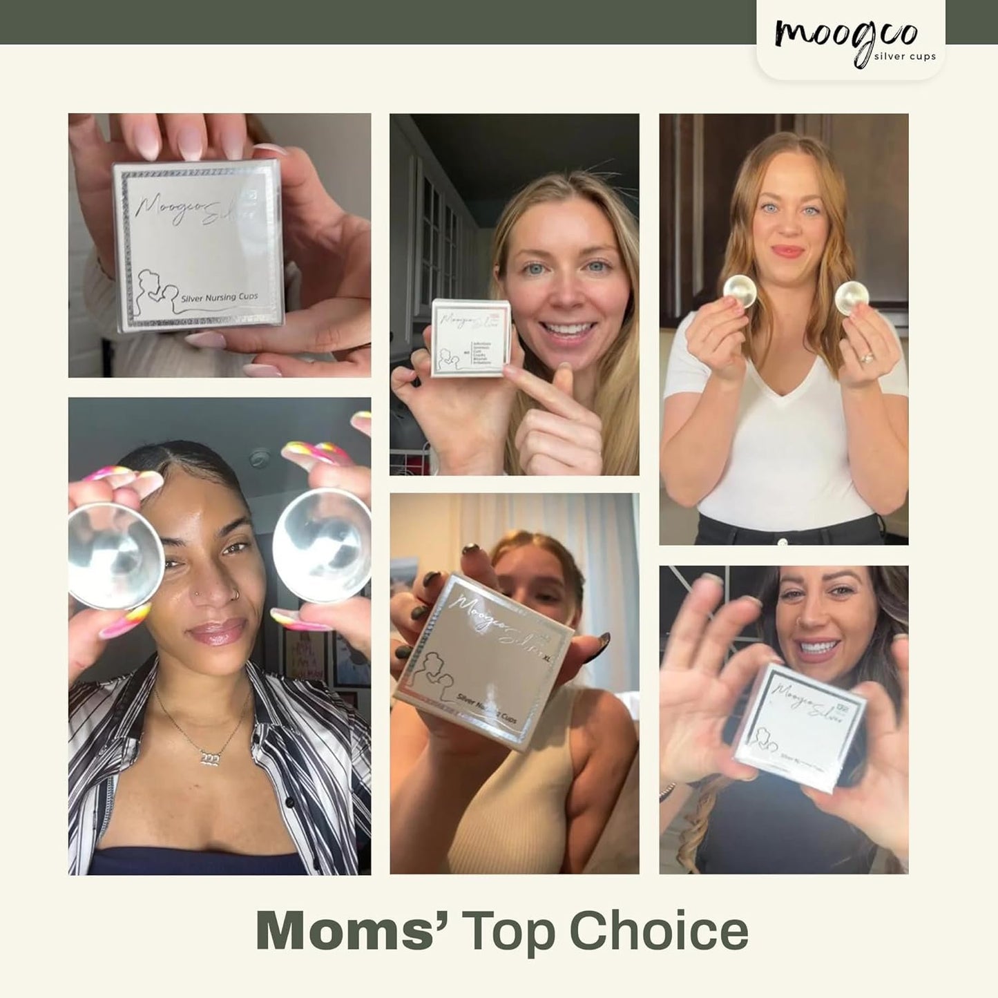 Moogco The Original Silver Nursing Cups - Nipple Shields for Nursing Newborn - Newborn Essentials Must Haves - Nipple Covers Breastfeeding - 925 Silver