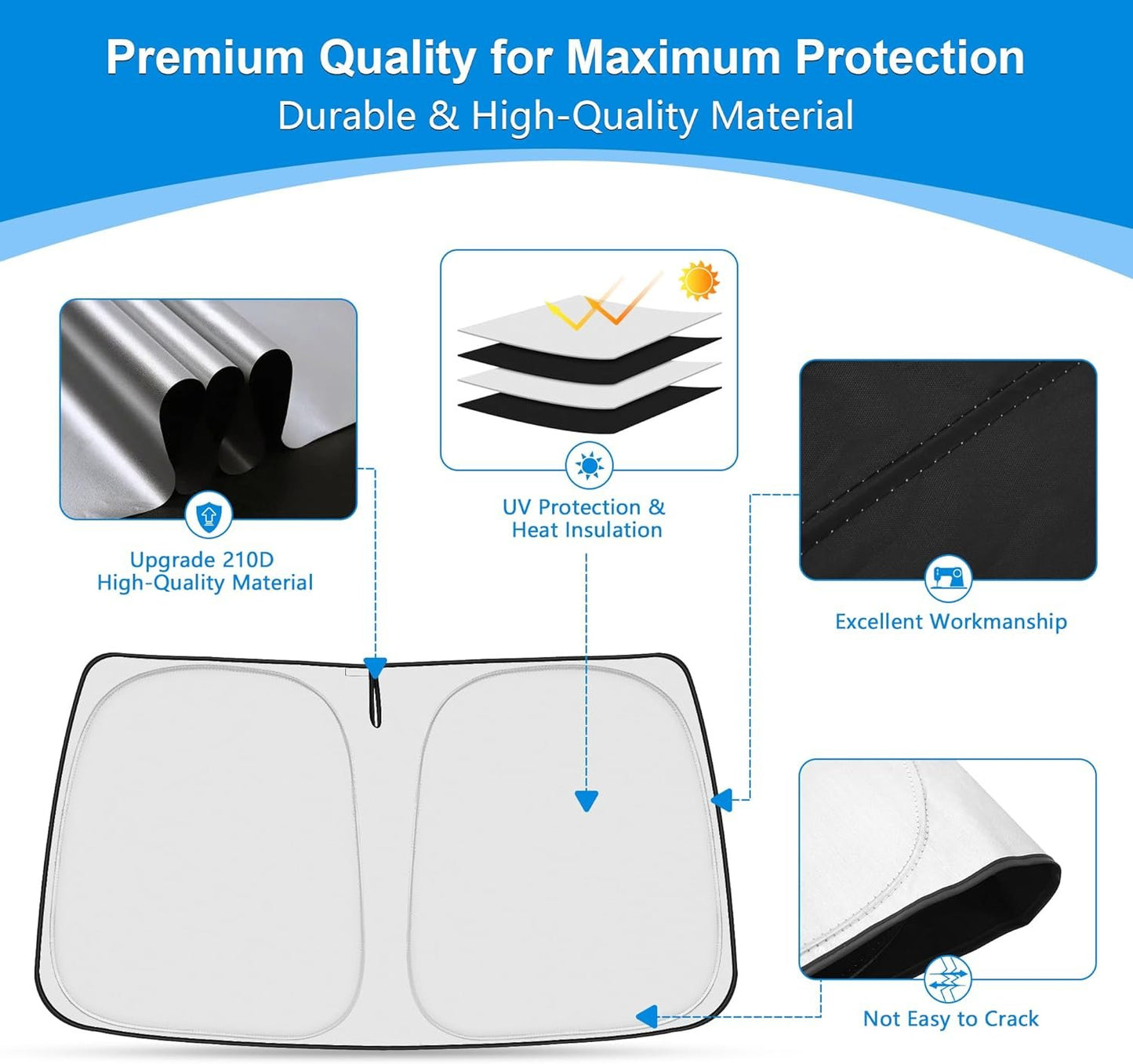 ULROLIT Windshield Sun Shade for 2020-2025 Lincoln Corsair Accessories, Foldable Window Sunshade Sun Visor Protector, Front Windshield Sunshade Sun Shield Blocks UV Rays Heat