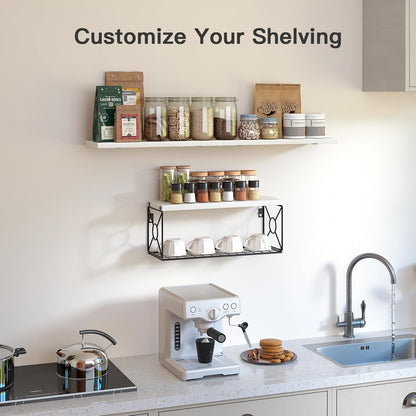 Amada Bathroom Shelves Over Toilet with Storage Basket, Floating Wall Shelves for Home Organization & Wall Decor, Bathroom/Kitchen/Living Room ShelvesWhite