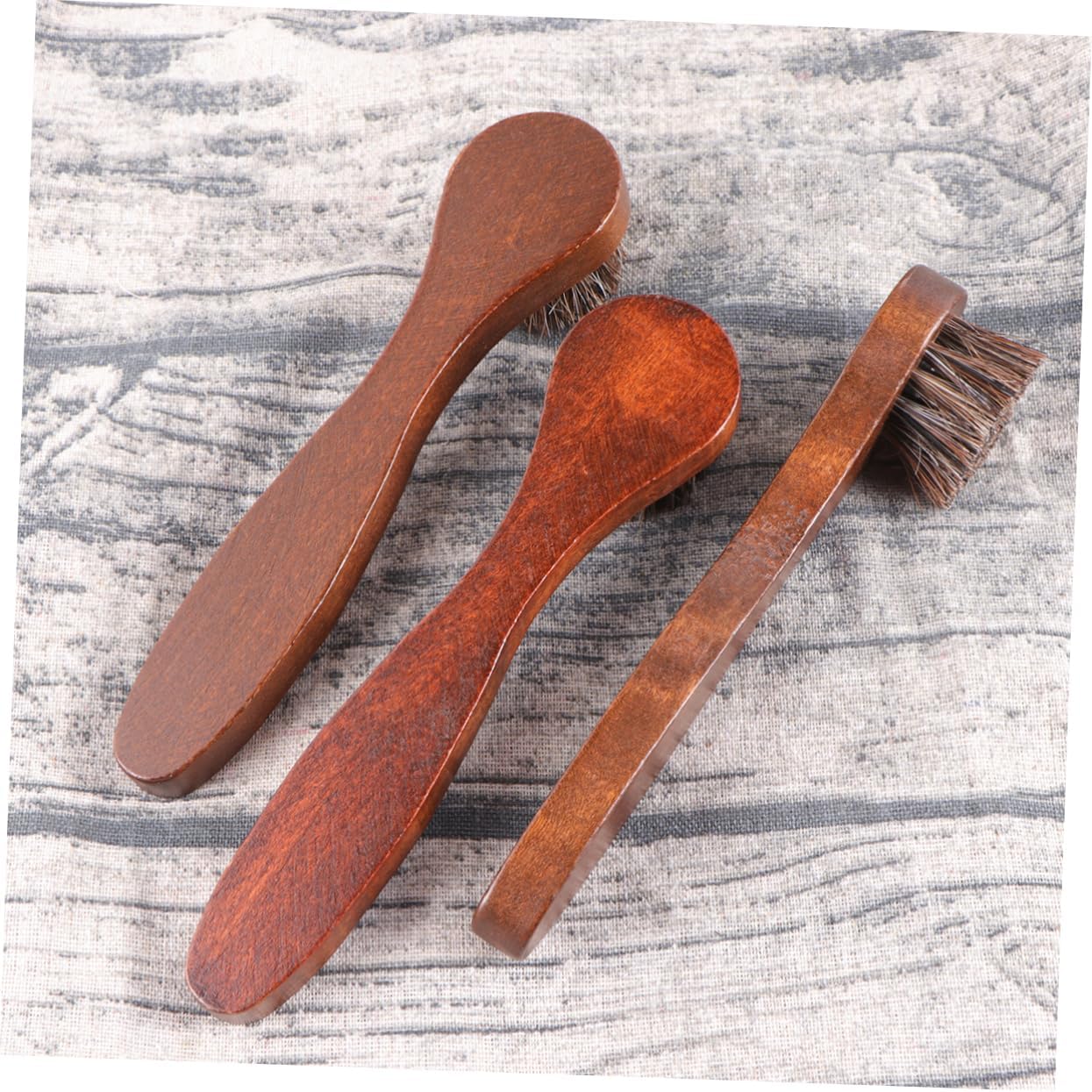 3pcs Wooden Long Handle Horse Hair Shoe Polishing Brushes Essential Cleaning Brushes for Men and Women Footwear Care/2946