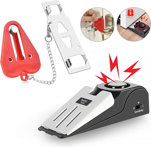 MBBEST Portable Door Lock & Door Stop Alarm,Dual Protection Security Door Kit,Door â€‹Security Devices Pocket Door Stopper Self Defensey Tools for Hotel Travel Home Apartment House