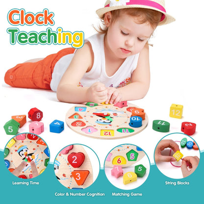 Qizebaby Toddlers Montessori Wooden Toys for Boys Girls Age 2 3 4 Year Old,Baby Toy Learning Musical Setsï¼ŒShape Sorting Toys Gifts for Kids 2-4, Wooden Preschool Learning Fine Motor Skills Game