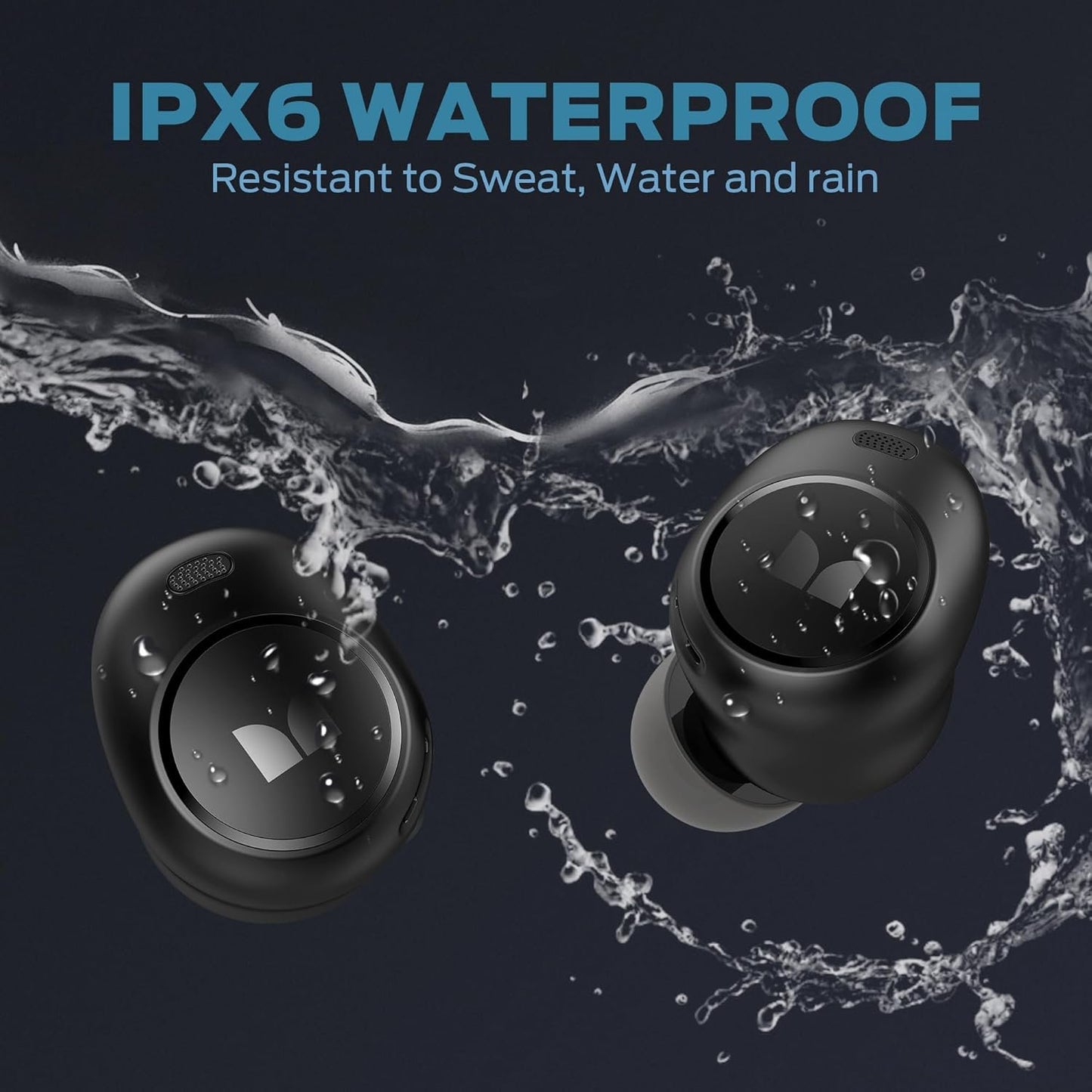 Monster Wireless Earbuds, Wireless Headphones with 4 Mics, Bluetooth 5.3 in-Ear Headphones, Clear Call, Touch Control, Type-C Charging Case, Bluetooth Earbuds, Black