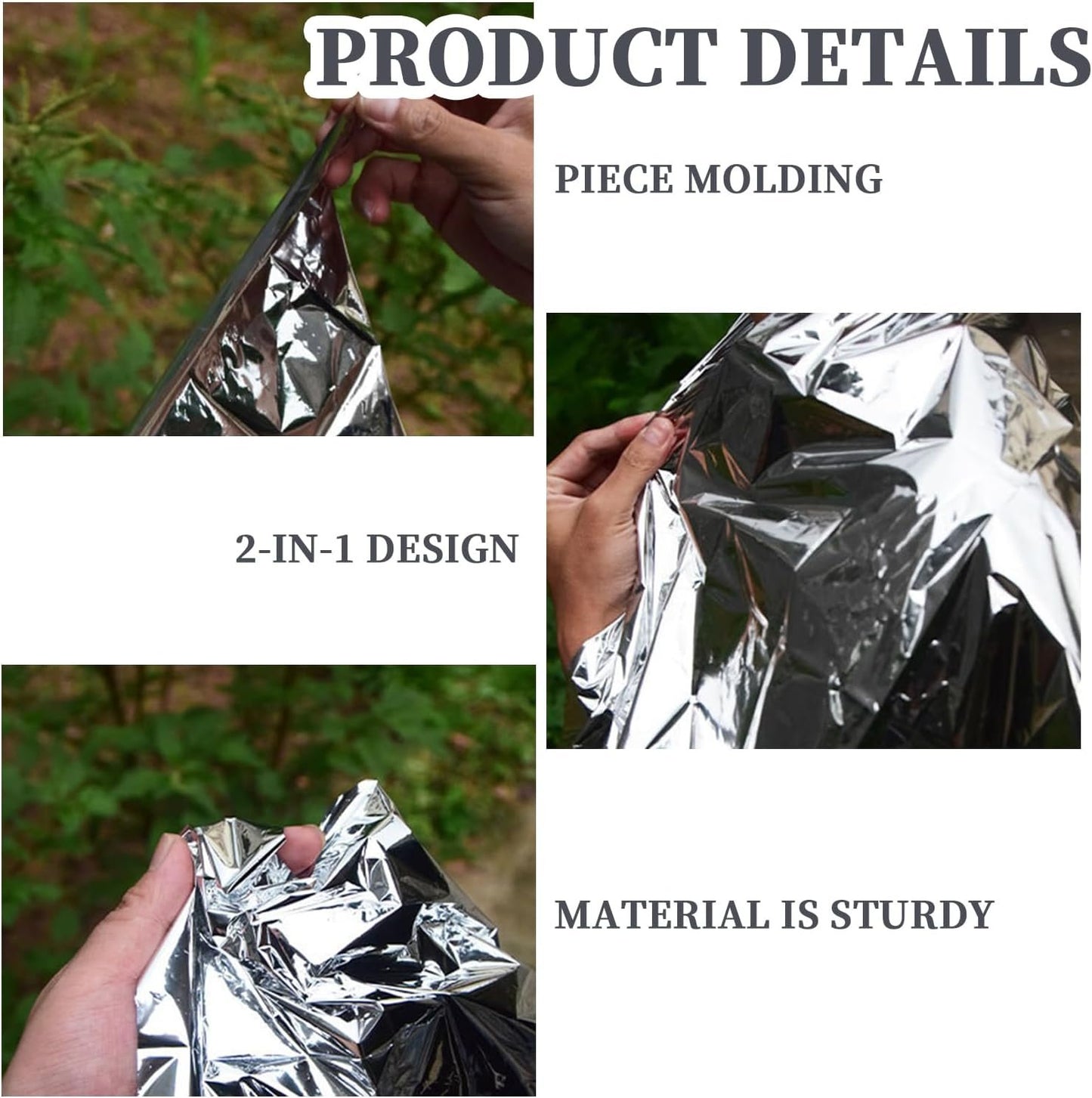 12 Pack Portable Emergency Space Blankets Mylar Thermal Survival Blankets Foil Camping Emergency Heat Reflective Blanket for Camping Hiking Marathon First Aid Emergency Preparedness Extreme