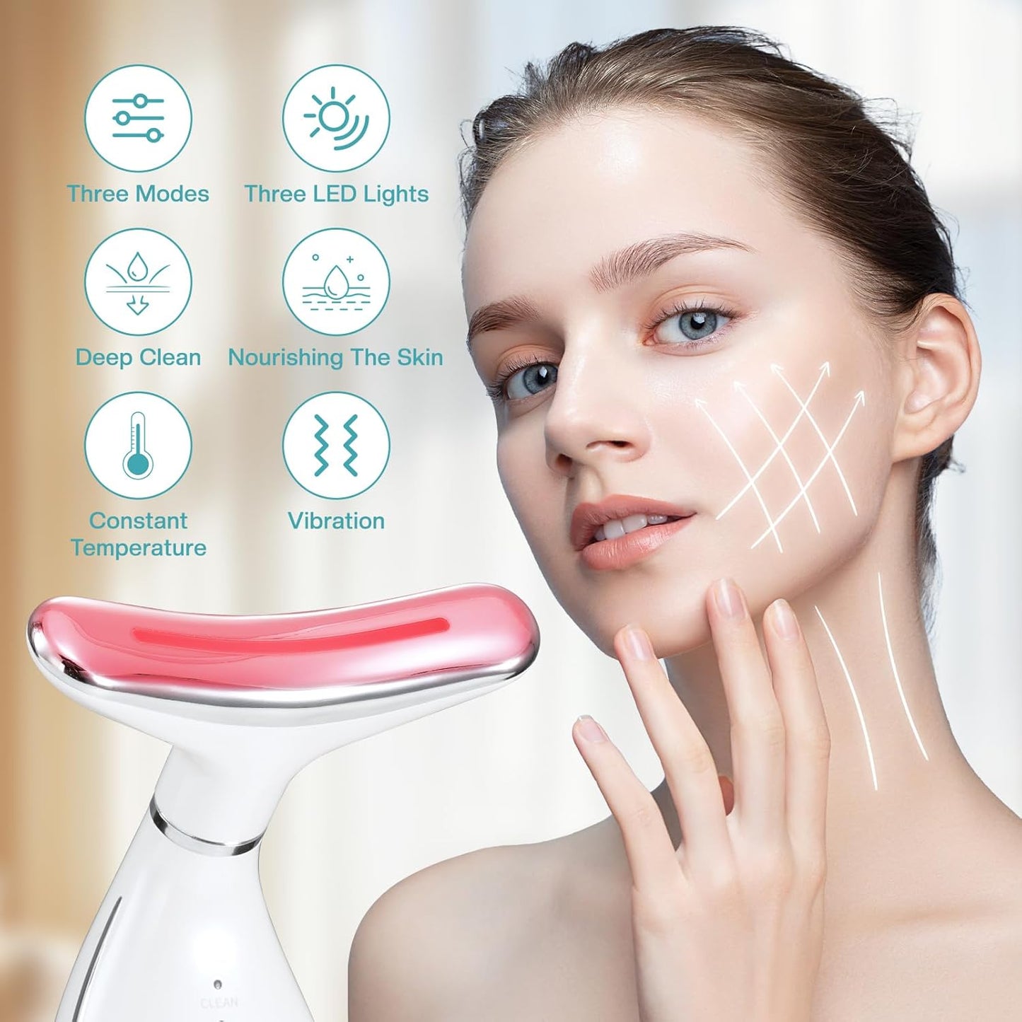 Airelax Face Massager Red Light Therapy Face Sculpting Tool, Facial Massager for Skin Care Face Lifting Device for Face and Neck, at-Home Face Massage Tool with 3 Modes & 3 Lights