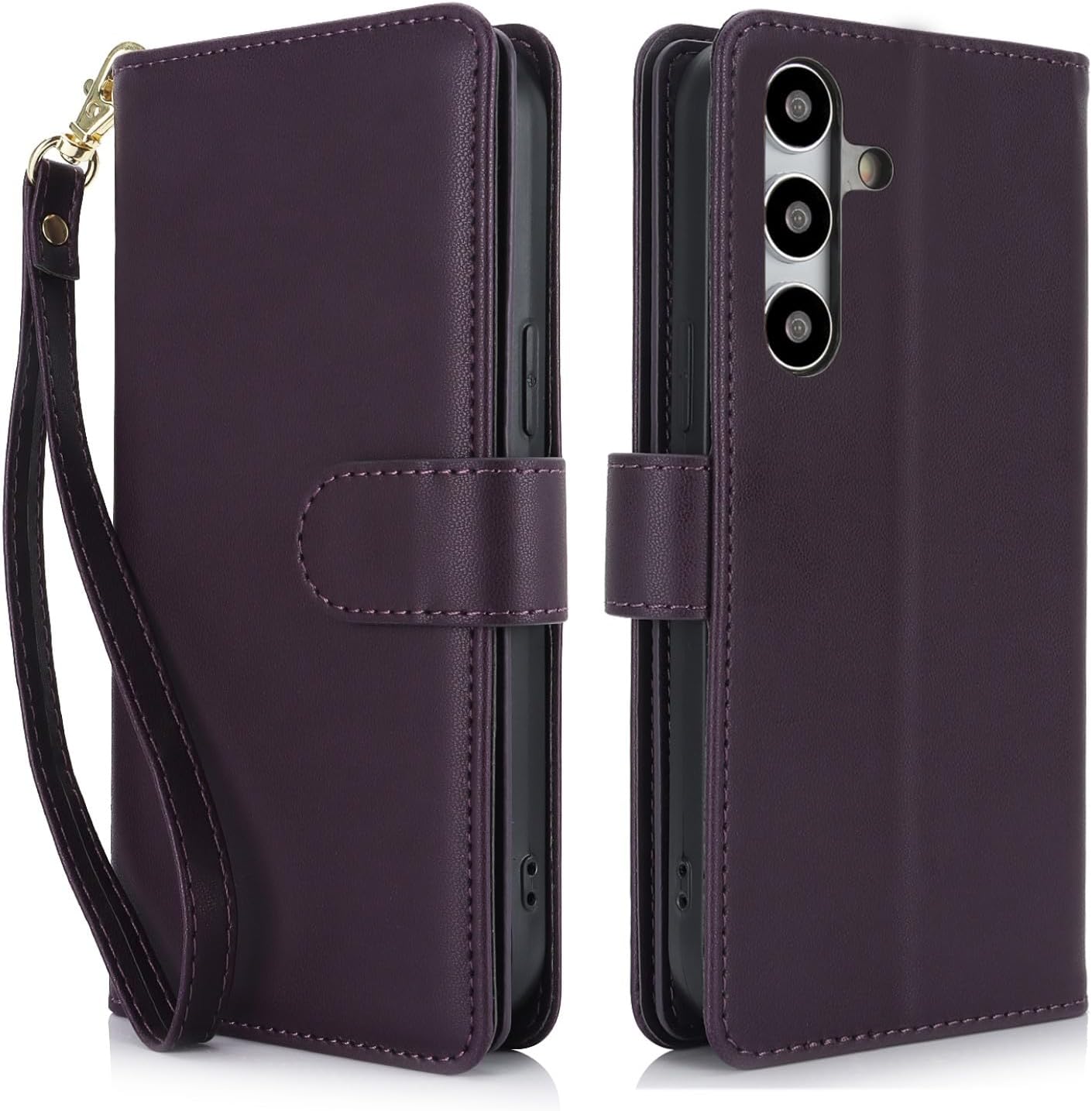 Procarcasa for Galaxy S21 Wallet Case,for Samsung Galaxy S21 5G Case [7 Card Holders][Wrist Strap] PU Leather Wallet Shockproof Stand Kickstand Magnetic Clourse Phone Cover-Dark Purple