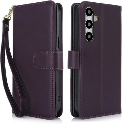 Procarcasa for Galaxy S21 Wallet Case,for Samsung Galaxy S21 5G Case [7 Card Holders][Wrist Strap] PU Leather Wallet Shockproof Stand Kickstand Magnetic Clourse Phone Cover-Dark Purple