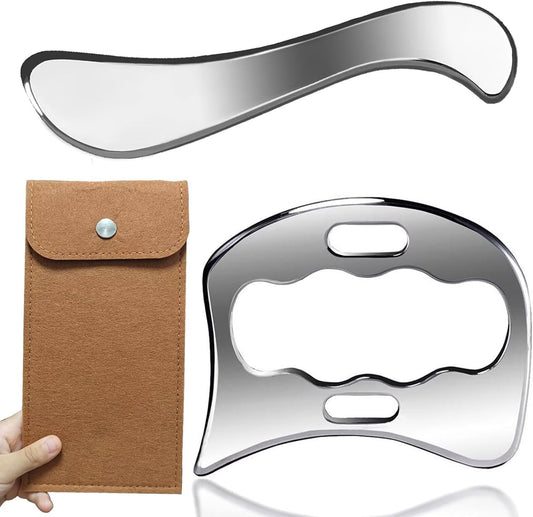 GYX COELE 2 in 1 Stainless Steel Gua Sha Muscle Scraper tool, Massage Blade, Scraping Massage Tool, IASTM Tool(2pcs)