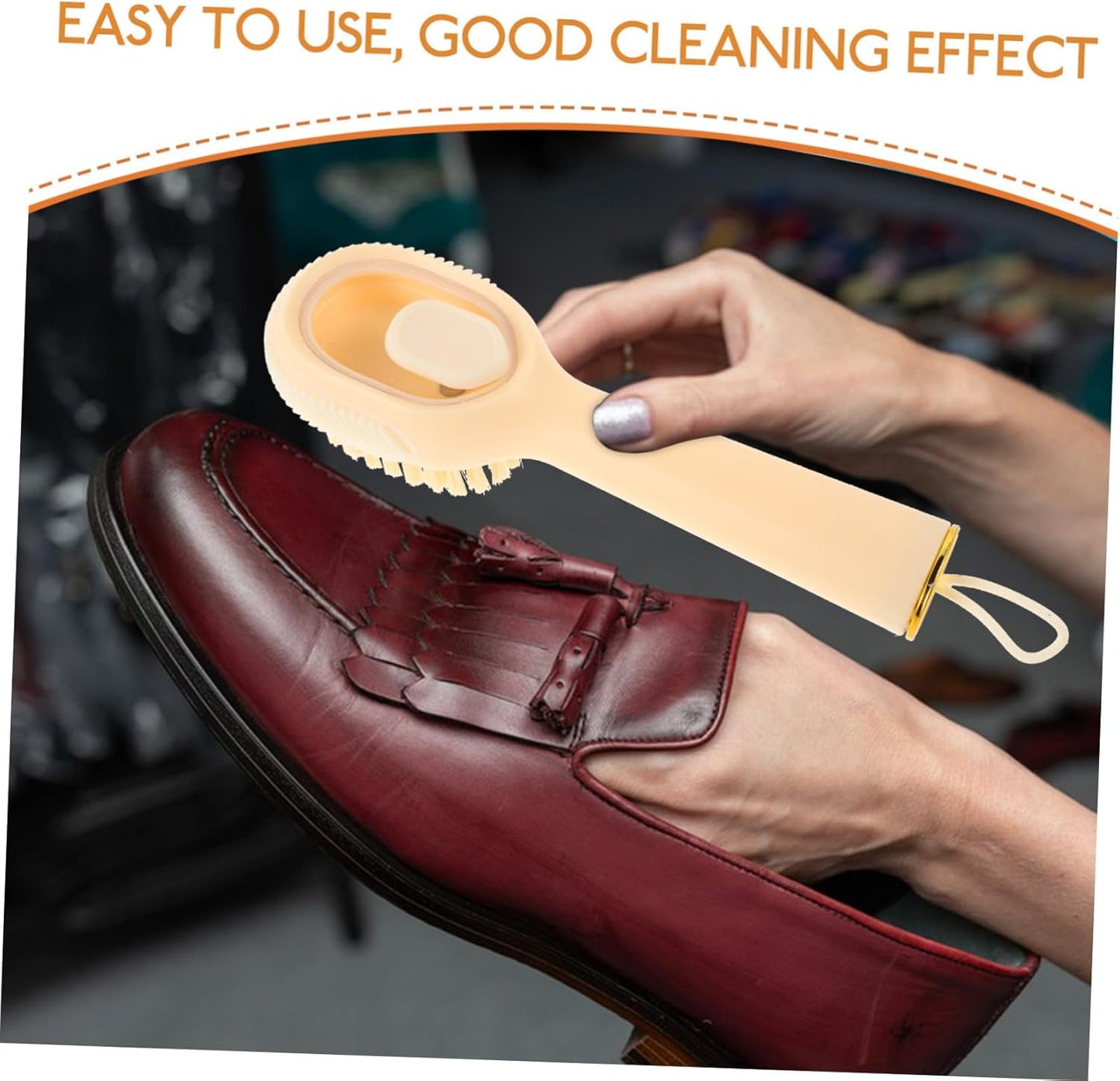 OATIPHO Versatile Shoe Cleaning Brush with Liquid Holder Dry Wet Cleaning Safe for Shoes Clothes Space-Saving Home Cleaning Essential
