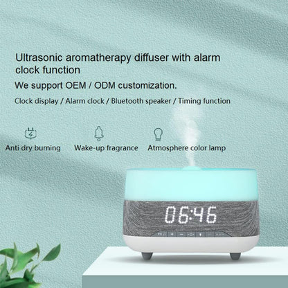 Essential Oil Diffuser and Humidifier with Speaker Clock,7 Color Mood Night Lights,Electric Cool Mist Aromatherapy for Office, Home, Bedroom, Baby Room