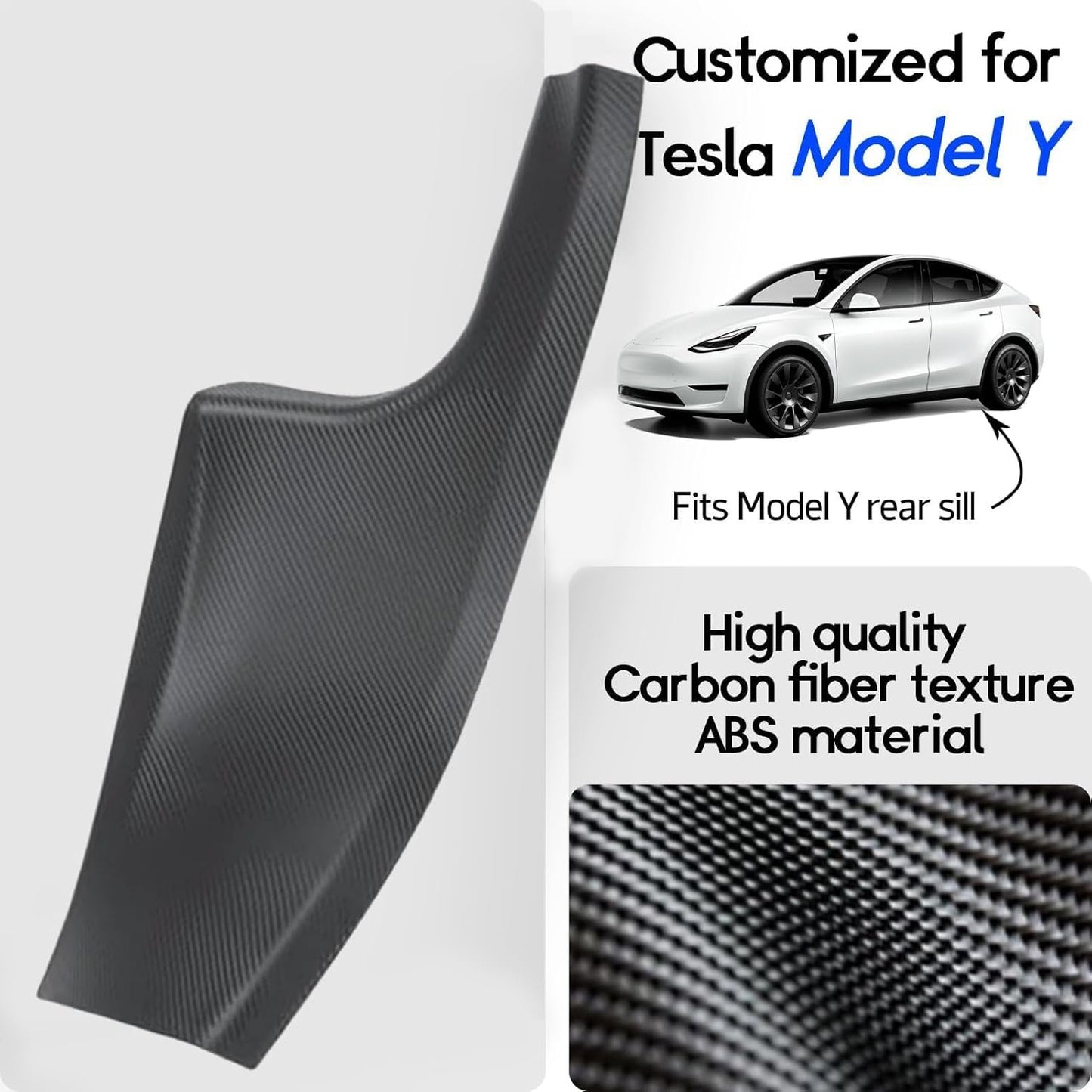 4PCS Door Sill Protector, Full Set Door Sill Protector Compatible with Model Y 5 Seater Interior Accessory 3D Carbon Fiber, Anti-dust Pads Protector Cover Black（Not for 7 Seater）