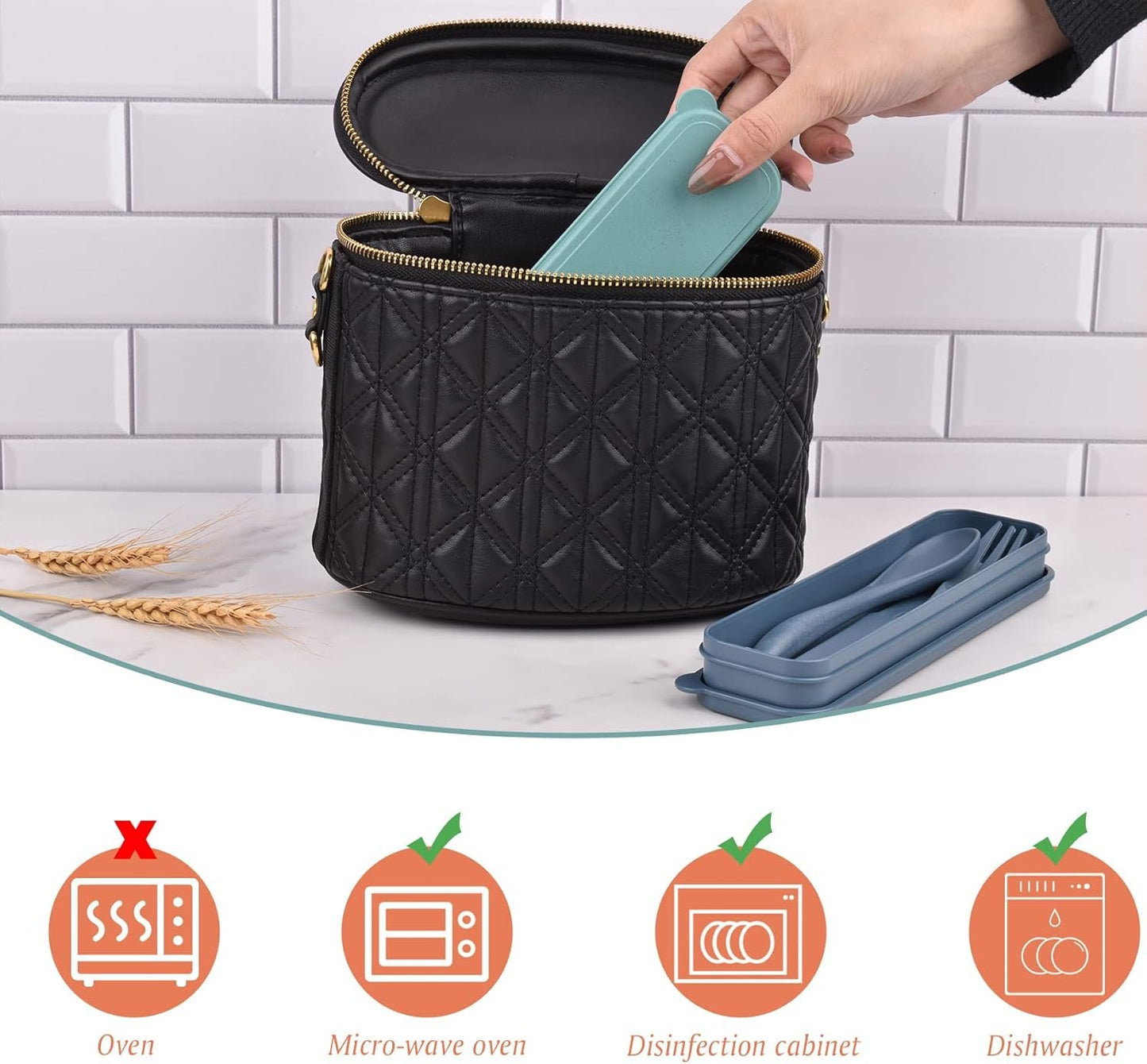 2 Sets Reusable Utensil Set with Case, Portable Camping Fork Knife Spoon Set, Wheat Straw Travel Utensils