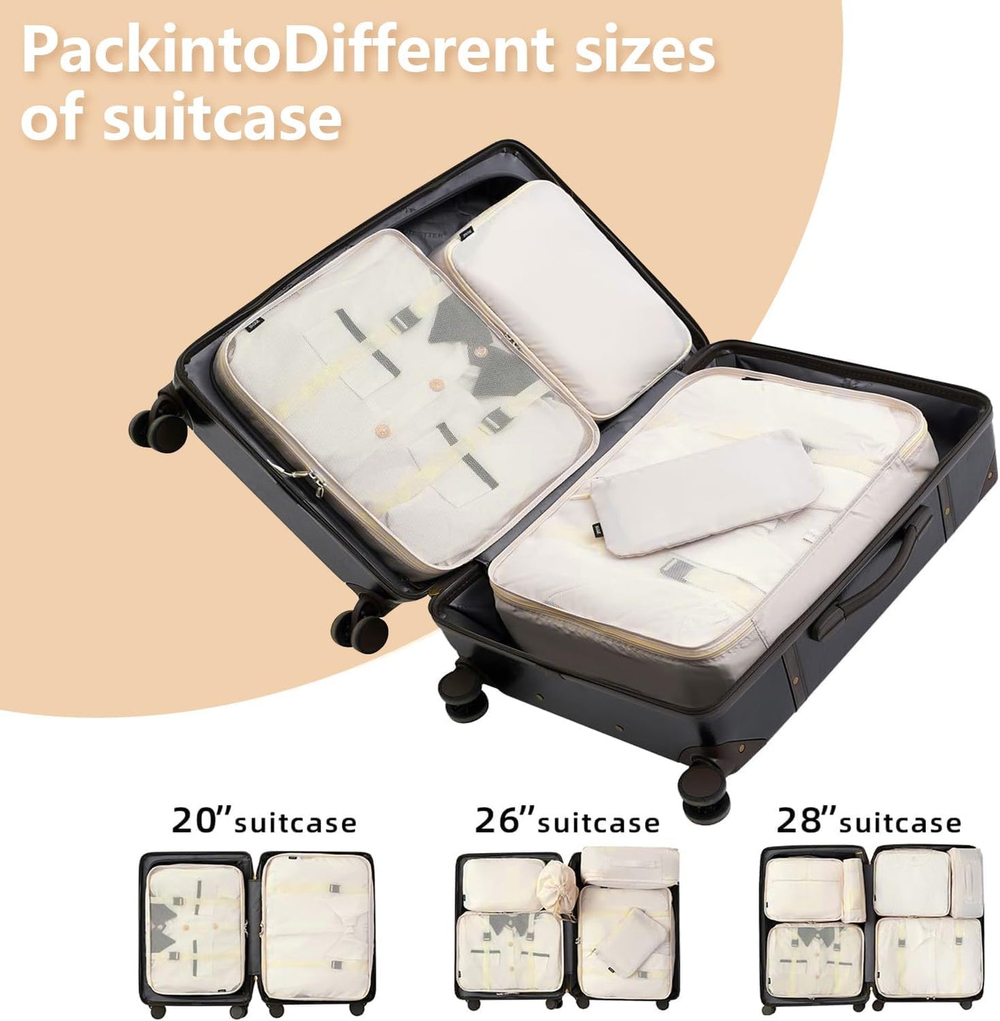 Rantuia Compression Packing Cubes 8Pcs Set - Breathable Oxford Cloth, 70% Compression, Lightweight & Waterproof - Ideal Compression Packing Cubes for Travel Suitable for travel, camping and home use
