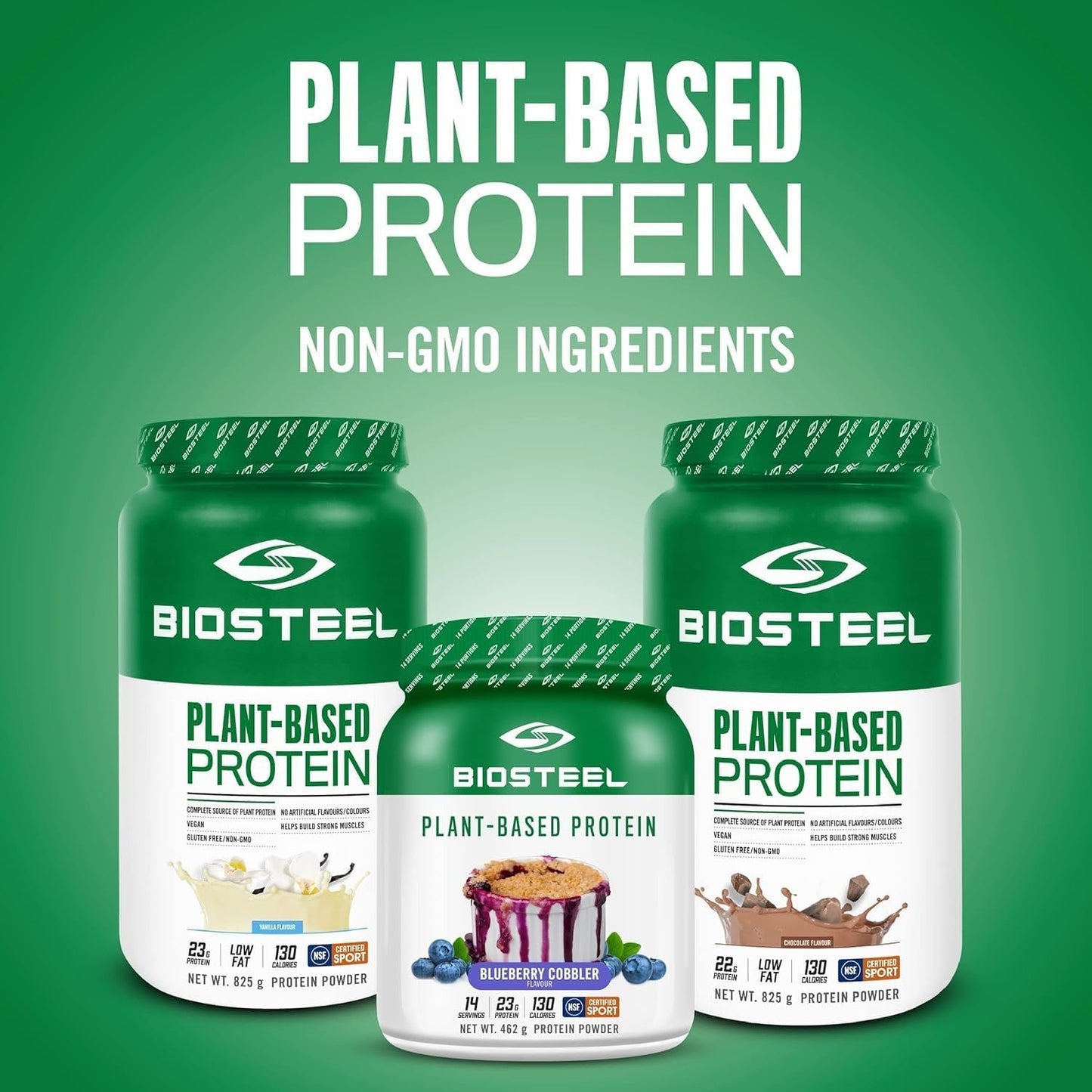 BioSteel Plant-Based Protein with Whole Grain Rice Protein, Pea Protein, and Hemp Protein, Chocolate, 825 Gram, vanilla