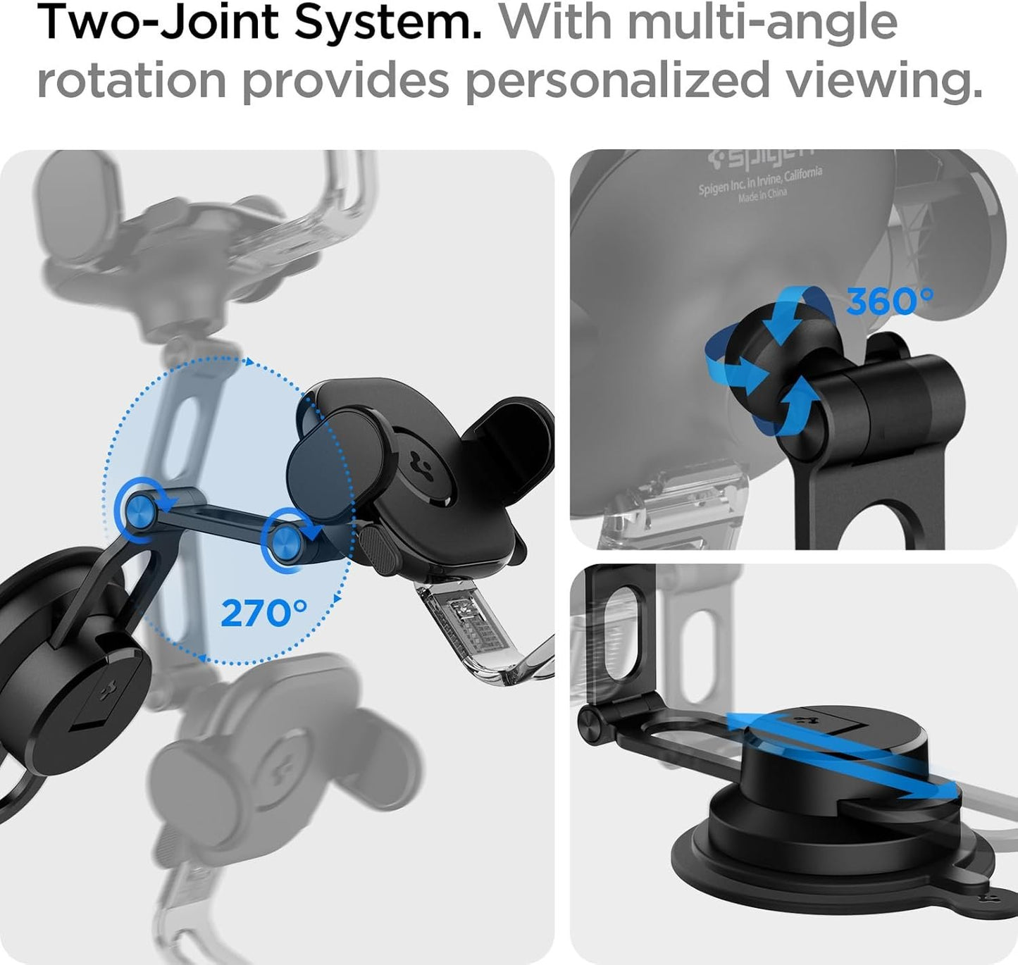 Spigen OneTap Universal Car Phone Holder, Car Phone Holder for Dashboard and Windshield, Extendable Arm with Two Joints Structure for iPhone, Samsung, Xiaomi, Pixel etc