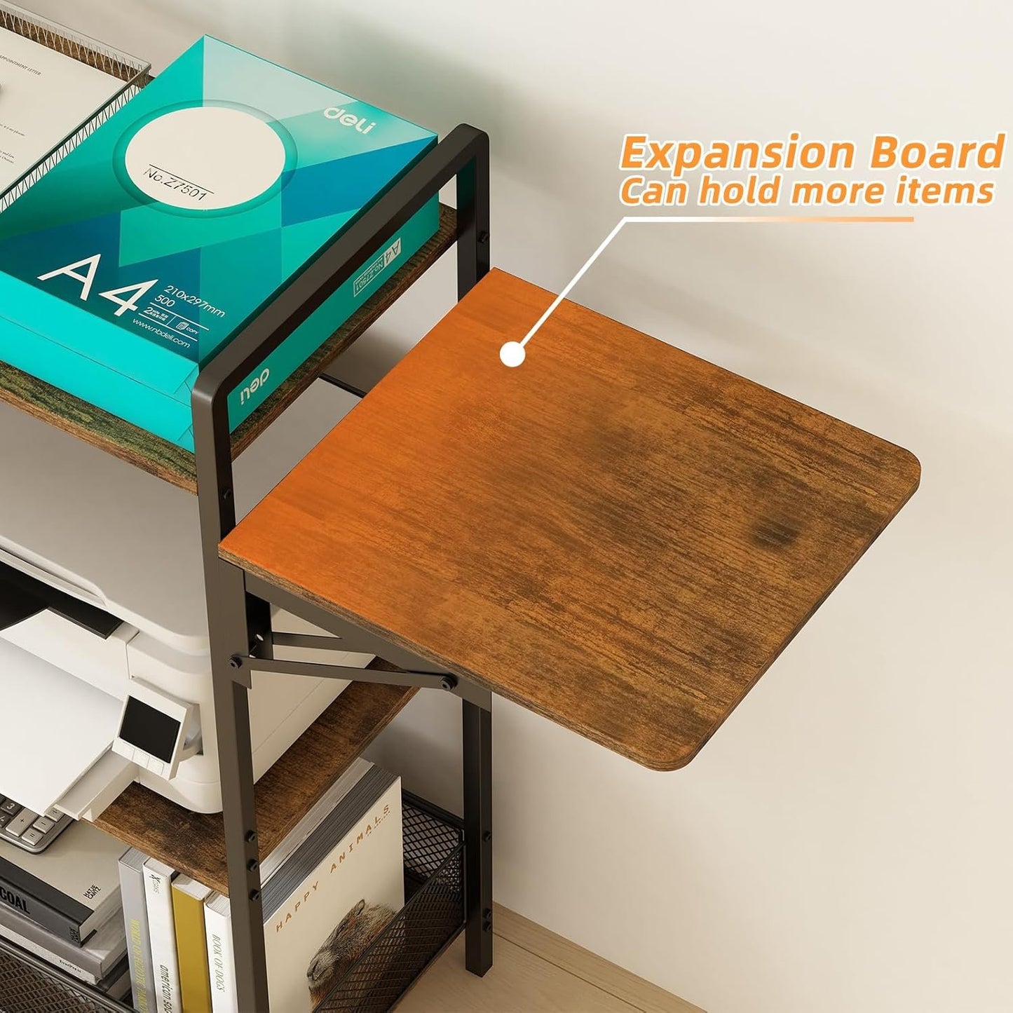 GILLAS 3 Tier Large Printer Stand, Desk Top Printer Dtand with Storage, 3 Tier Printer Table for Home Office Organization, Suitable for Fax Machines, Scanners, Office and Home Storage Rack, Metal