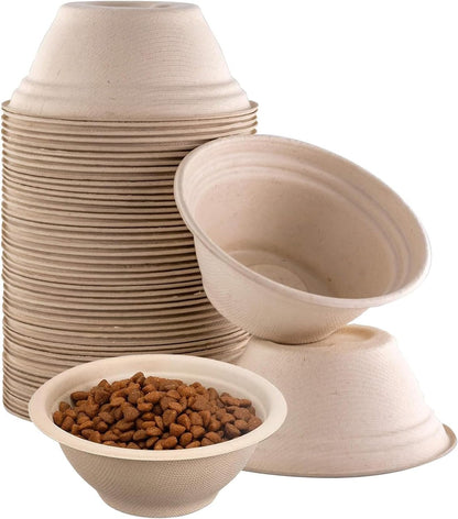 50 Pcs Disposable Bowl Travel Pet Bowls, Vet-Grade Biodegradable 350ML Small Food Bowls for Puppy Cat Food Dish Safe Paper Bowls Container for Outdoor Rescue Feeding and Watering Supplies