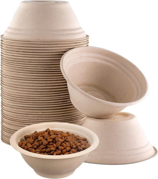 50 Pcs Disposable Bowl Travel Pet Bowls, Vet-Grade Biodegradable 350ML Small Food Bowls for Puppy Cat Food Dish Safe Paper Bowls Container for Outdoor Rescue Feeding and Watering Supplies